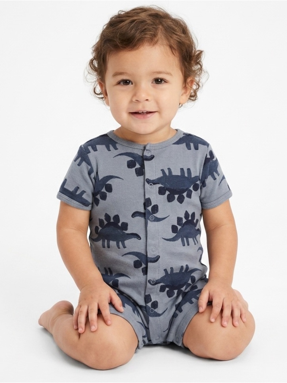 🎉 (18m) Carter's Grey Navy Blue Dinosaur Print Sunsuit Romper